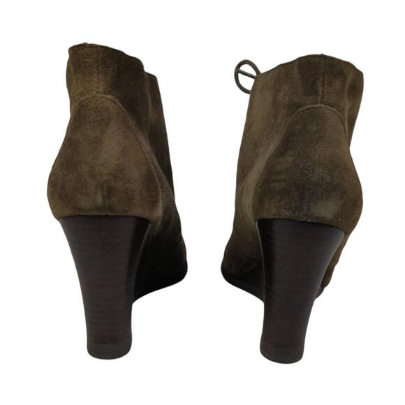 FRANCO SARTO Womens Taupe "Weston" Suede Ankle Booties Sz 8.5 Lace-Up Wedge Heel - Picture 4 of 7
